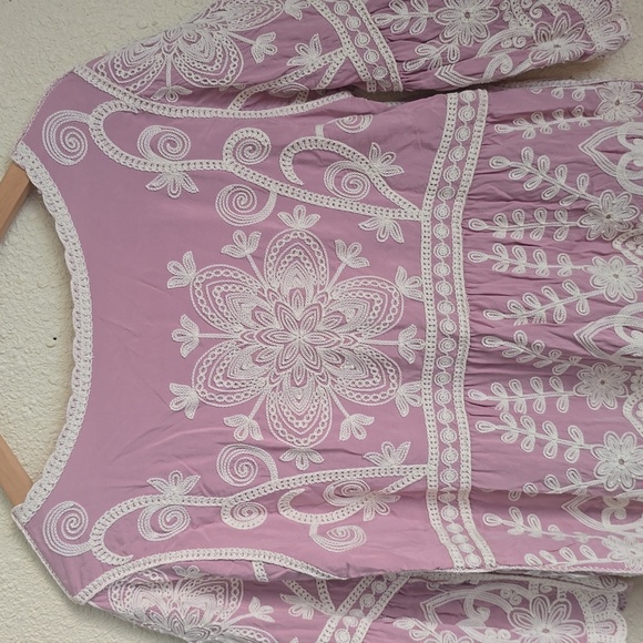 Ana & Rose Romantic Boho Embroidered Bell-Sleeve Blouse Pesant Top Sz.L - Picture 6 of 11